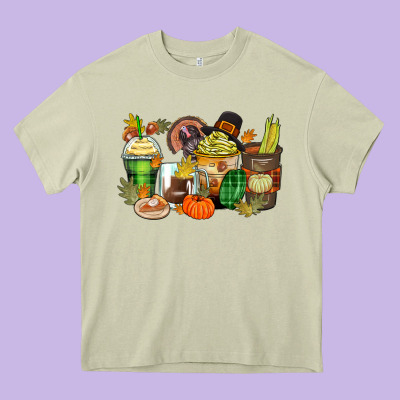 Thanksgiving Coffee Cups Heavy Core Tee Designed By Zillion Design Studio