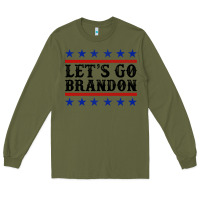 Army Green Let's Go Brandon American Flag Long Sleeve Tee - Jasminsmagicworld