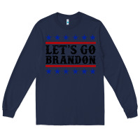 Navy Let's Go Brandon American Flag Long Sleeve Tee - Jasminsmagicworld