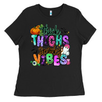 Black Thick thighs spooky vibes Ladies Tee - RanaPortraitStore