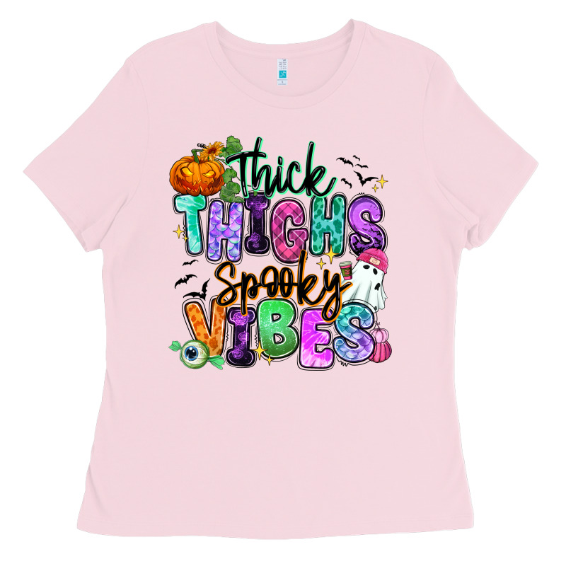 Thick Thighs Spooky Vibes Ladies Tee by RanaPortraitStore | Teevron