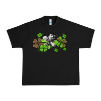 Black Western Cowhide Leopard Glitter Shamrocks Urban Heavy Tee - Jasminsmagicworld