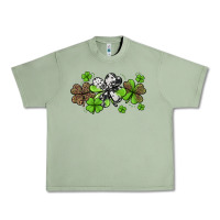 Oil Green Western Cowhide Leopard Glitter Shamrocks Urban Heavy Tee - Jasminsmagicworld