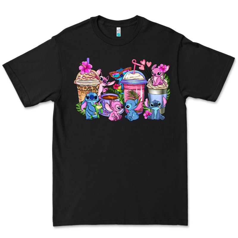 Stitch With Lilo Coffee Cups Premium Tee by AdoDesignShop | Teevron