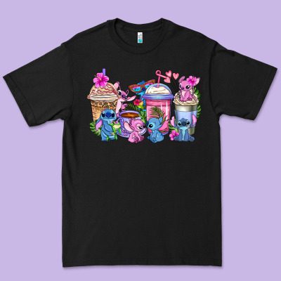 Stitch With Lilo Coffee Cups Premium Tee Designed By Adodesignshop