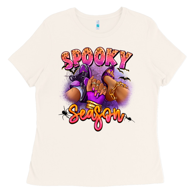 Spooky Season Sneaker And Heel Afro Woman Ladies Tee by RanaPortraitStore | Teevron