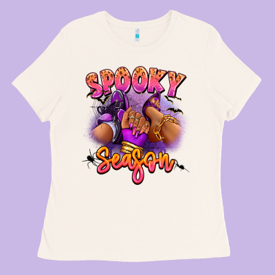 Ladies Tee Spooky season sneaker and heel afro woman