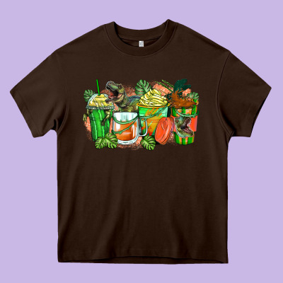 T Rex Coffee Cups Heavy Core Tee Designed By Zillion Design Studio