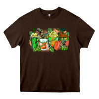 Chocolate Brown t rex coffee cups Heavy Core Tee - Zillion Design Studio