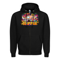 Black trippy hippie Zipper Hoodie - NancyCooperArtShop