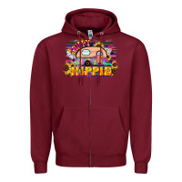 Burgundy trippy hippie Zipper Hoodie - NancyCooperArtShop