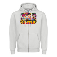 Dove Grey trippy hippie Zipper Hoodie - NancyCooperArtShop