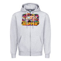 Heather Grey trippy hippie Zipper Hoodie - NancyCooperArtShop
