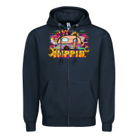 Navy trippy hippie Zipper Hoodie - NancyCooperArtShop