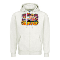 Oatmeal Heather trippy hippie Zipper Hoodie - NancyCooperArtShop