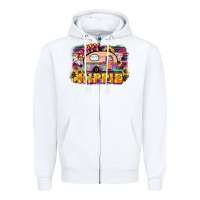 White trippy hippie Zipper Hoodie - NancyCooperArtShop