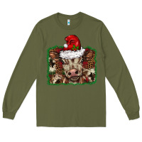 Army Green Christmas background baby calf Long Sleeve Tee - BarkalooDesign