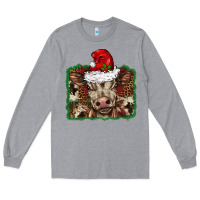 Heather Grey Christmas background baby calf Long Sleeve Tee - BarkalooDesign