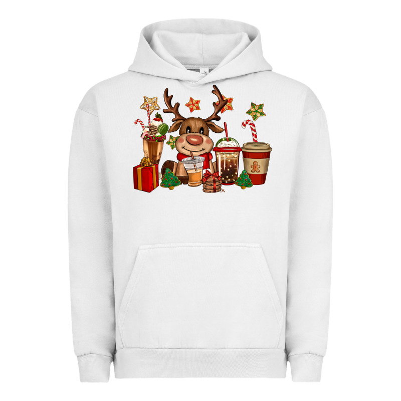 Reindeer Coffe Cups Christmas Urban Hoodie by CowGirlArtShop | Teevron