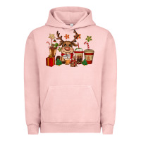 Pigment Salmon reindeer coffe cups christmas Urban Hoodie - CowGirlArtShop