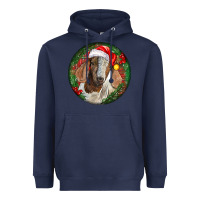 Navy Boer Goat Christmas Heavyweight Hoodie - LillyAllenDesigns