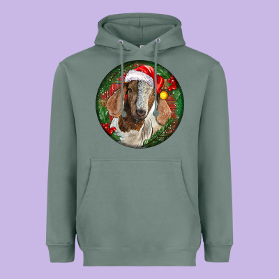 Boer Goat Christmas Heavyweight Hoodie Designed By Lillyallendesigns