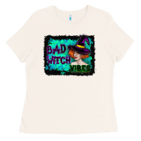 Bone Halloween Bad Witch Vibes Watercolor Ladies Tee - RanaPortraitStore