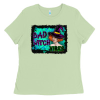 Matcha Halloween Bad Witch Vibes Watercolor Ladies Tee - RanaPortraitStore