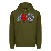 Army Green Peace Love Paws Premium Hoodie - Bettercallsaul