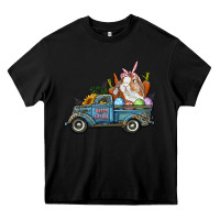 Black Happy Easter Truck with Bunny Eggs And Carrot Heavy Core Tee - RanaPortraitStore