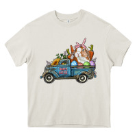 Cream Happy Easter Truck with Bunny Eggs And Carrot Heavy Core Tee - RanaPortraitStore