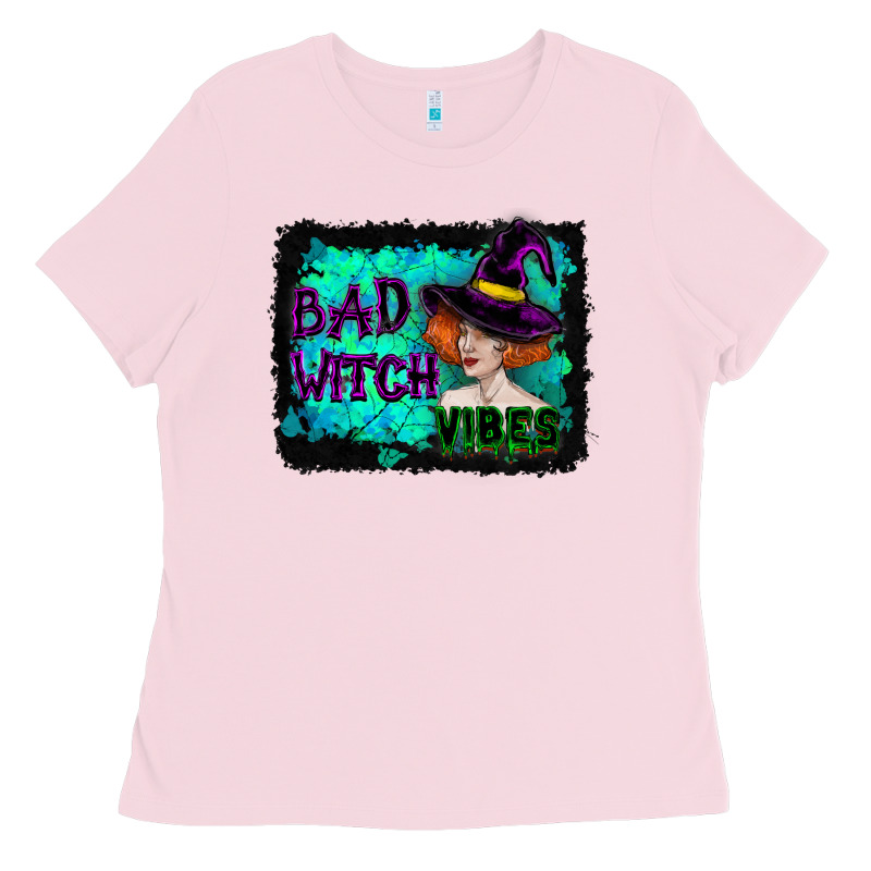 Halloween Bad Witch Vibes Watercolor Ladies Tee by RanaPortraitStore | Teevron