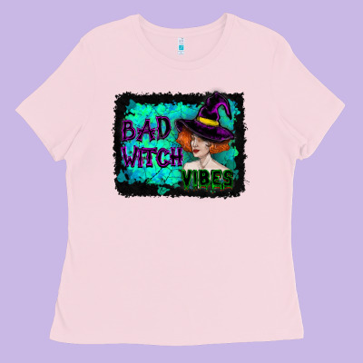 Ladies Tee Halloween Bad Witch Vibes Watercolor