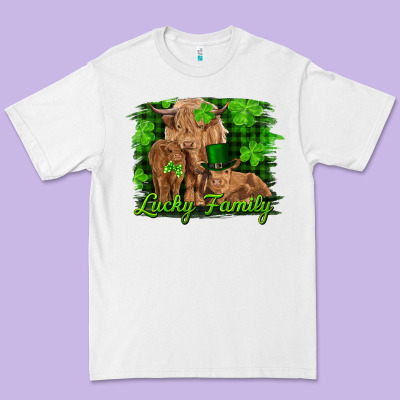 St Patrick's Day Lucky Cow Family Premium Tee Designed By Ranaportraitstore