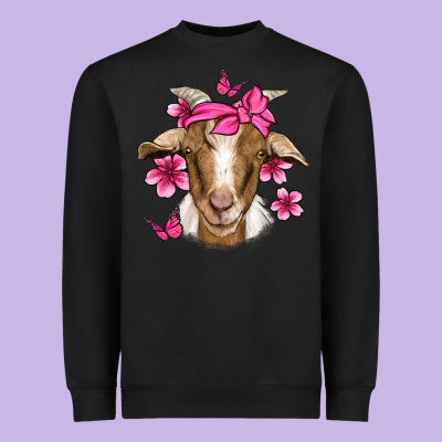 Pink Floral Bandana Goat Heavyweight Sweatshirt Designed By Jasminsmagicworld