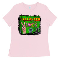 Bubblegum Pink Watercolor Halloween Vibes Ladies Tee - RanaPortraitStore