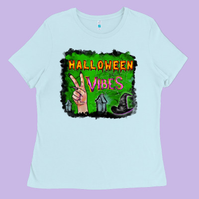 Ladies Tee Watercolor Halloween Vibes