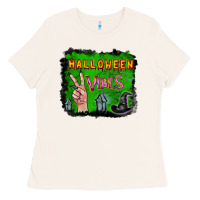 Bone Watercolor Halloween Vibes Ladies Tee - RanaPortraitStore
