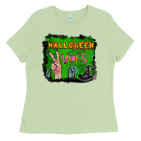 Matcha Watercolor Halloween Vibes Ladies Tee - RanaPortraitStore