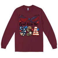 Burgundy Western God Bless The USA Long Sleeve Tee - LillyAllenDesigns