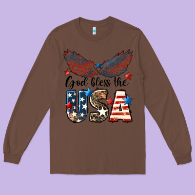 Western God Bless The Usa Long Sleeve Tee Designed By Lillyallendesigns