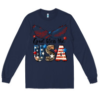 Navy Western God Bless The USA Long Sleeve Tee - LillyAllenDesigns