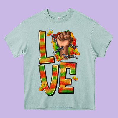 Love Juneteenth With Fist Heavy Core Tee Designed By Texasbilliewilder