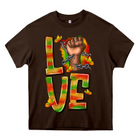 Chocolate Brown love juneteenth with fist Heavy Core Tee - texasbilliewilder