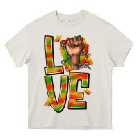 Cream love juneteenth with fist Heavy Core Tee - texasbilliewilder