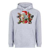 Heather Grey Joy Christmas Goat Heavyweight Hoodie - LillyAllenDesigns