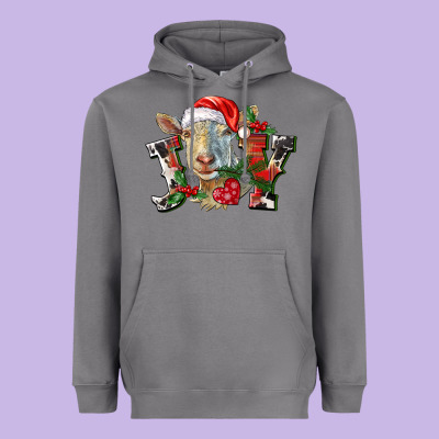 Joy Christmas Goat Heavyweight Hoodie Designed By Lillyallendesigns