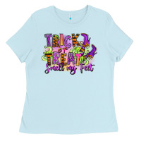 Baby Blue Trick or treat smell my feet Ladies Tee - RanaPortraitStore