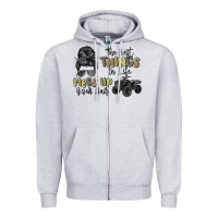 Heather Grey the best things in life mess up your hair Zipper Hoodie - MaliasSmallBusiness