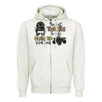 Oatmeal Heather the best things in life mess up your hair Zipper Hoodie - MaliasSmallBusiness